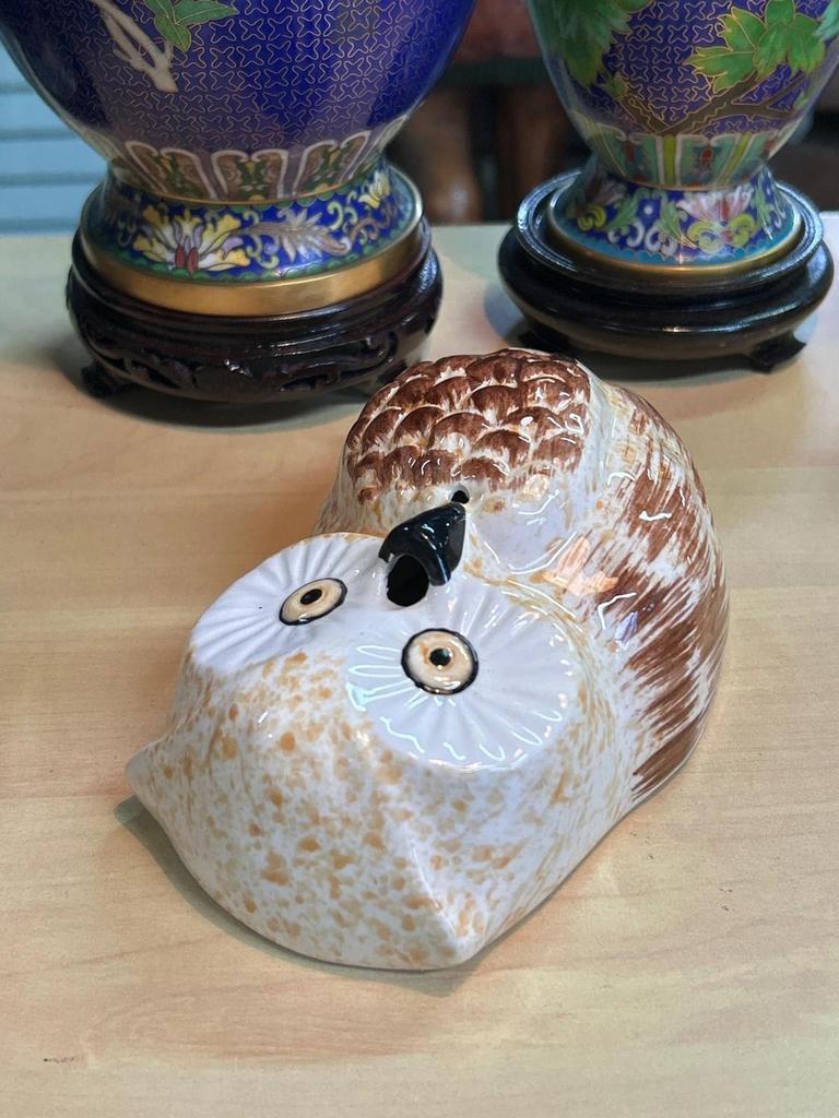 Distributeur murale de ficelle en porcelaine Chouette / Hibou