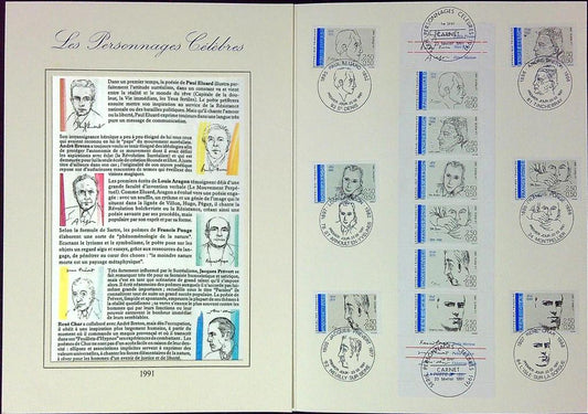 Poètes Français Du Xxe Siècle Enveloppe Dépliant Timbre 1er jour Encart Fdc Yvert et Tellier