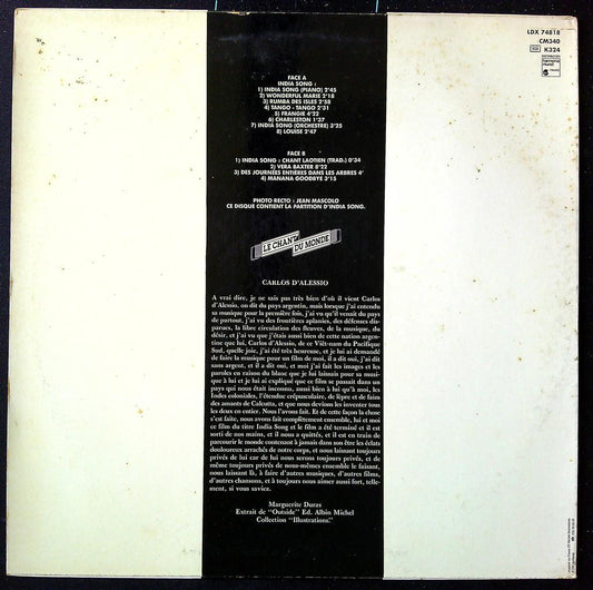 Disque Vinyle – Carlos D'alessio – Musique – India Song