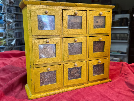Boîte de rangement – Vintage – Rangement – Bois jaune patiné
