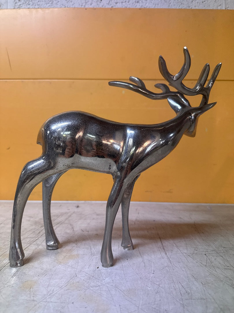 Statuette cerf – Figurine en métal argenté