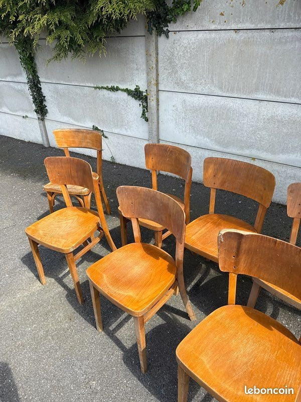 Lot de 6 chaises Thonet – 1 Baumann – Mobilier – Vintage bois