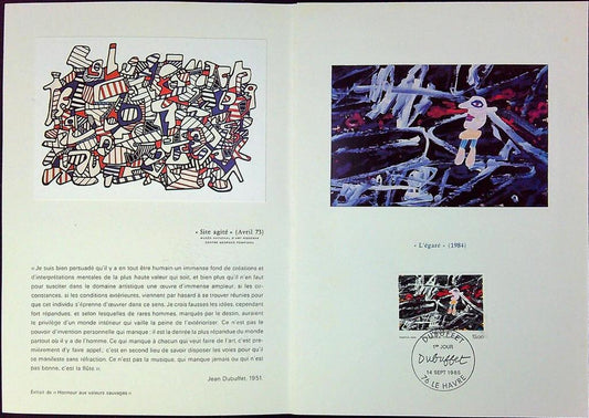 Jean Dubuffet Enveloppe Dépliant Timbre 1er jour Encart Fdc Yvert et Tellier