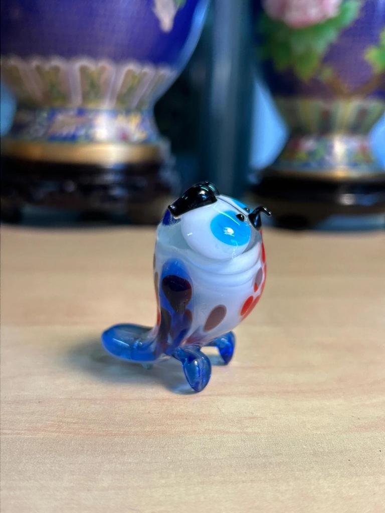 Statuette sculpté Chouette / Hibou en verre couleur vive