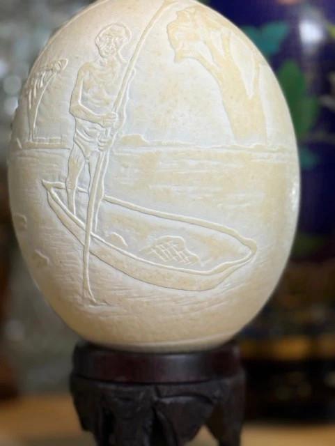 Oeuf D'autruche Gravé – Objet De Décoration