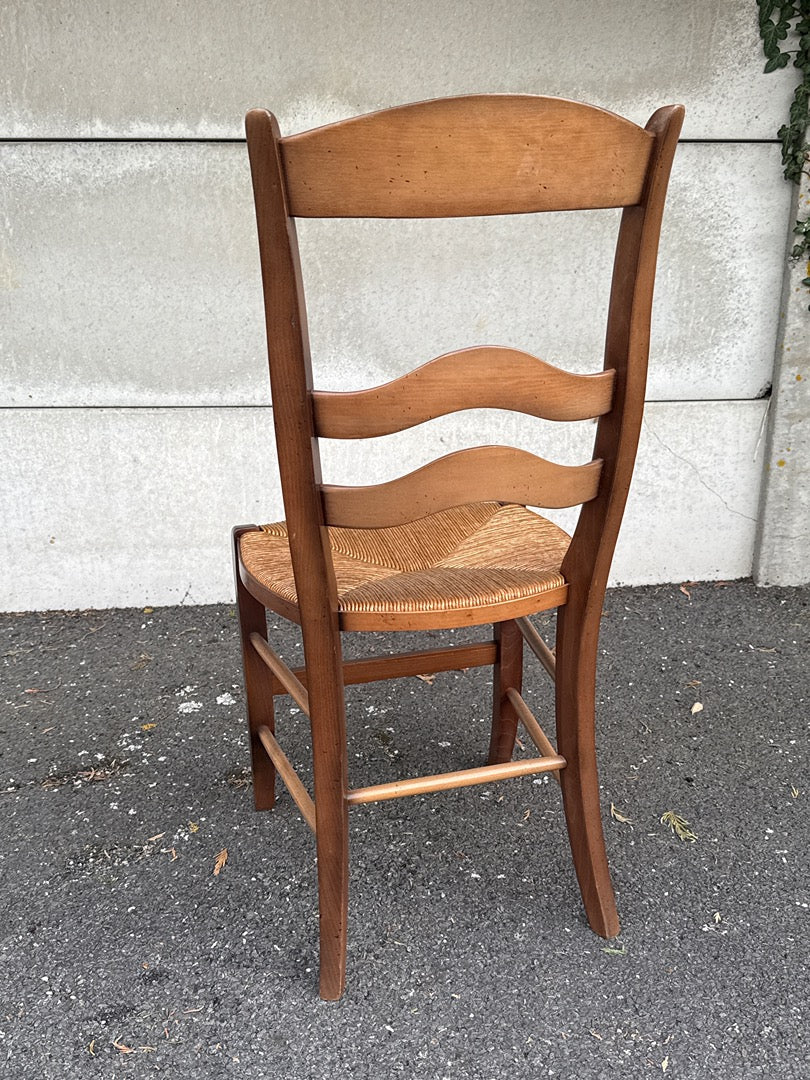 Lot de 6 chaises en bois et paille style rustique