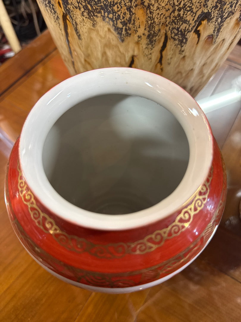 Vase Kutani – Porcelaine – Ornements – Rouge et or