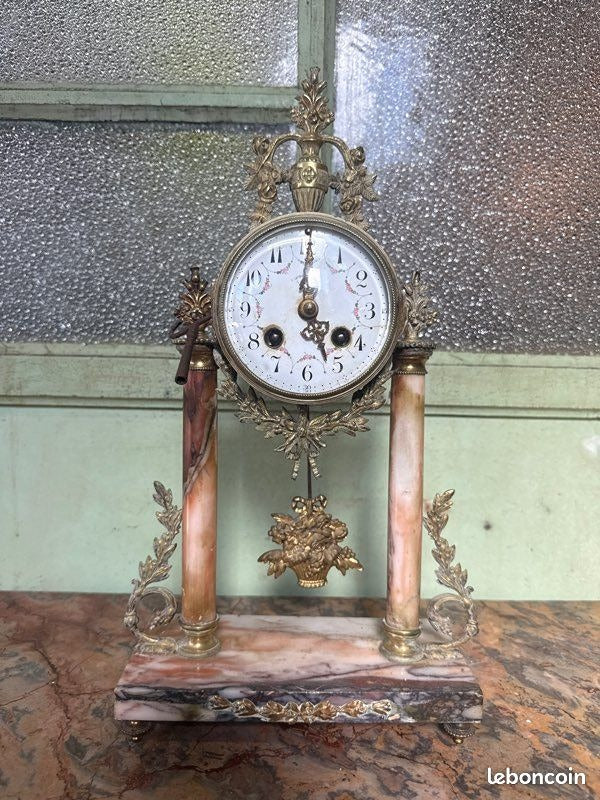 Pendule portique – scaph cluses société clusienne – Horlogerie – Marbre et bronze