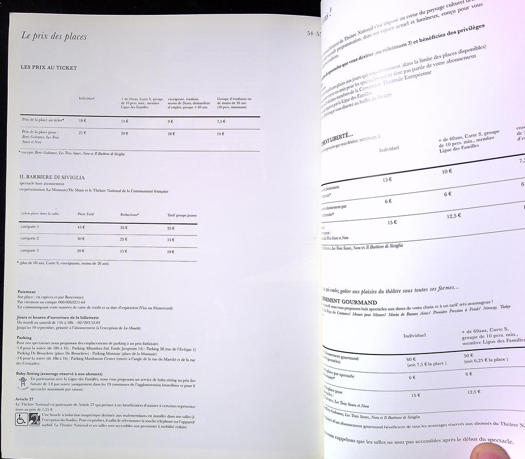 Programme Théâtre National Belgique Saison 2005-2006 noir
