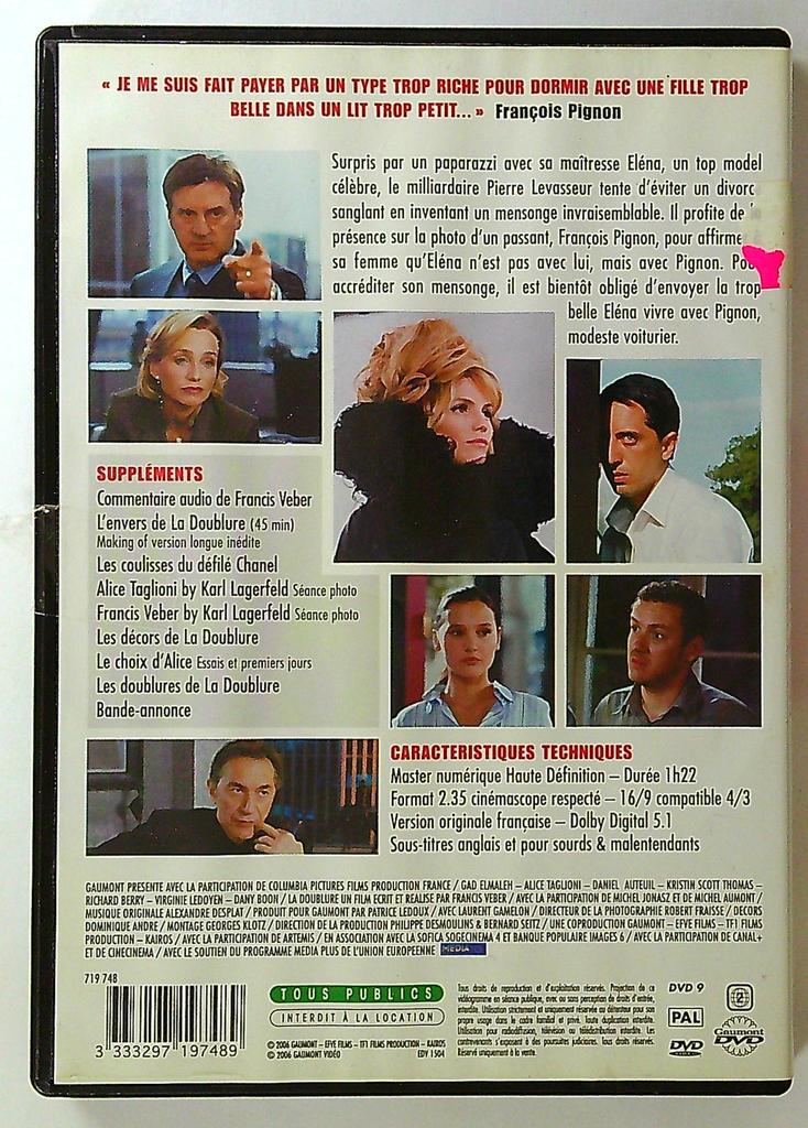 Dvd La Doublure Francis Veber Gad Elmaleh Daniel Auteuil