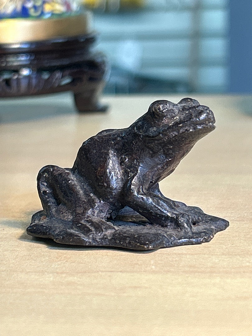 Figurine Grenouille – Bibelot – Bronze Patiné Vintage