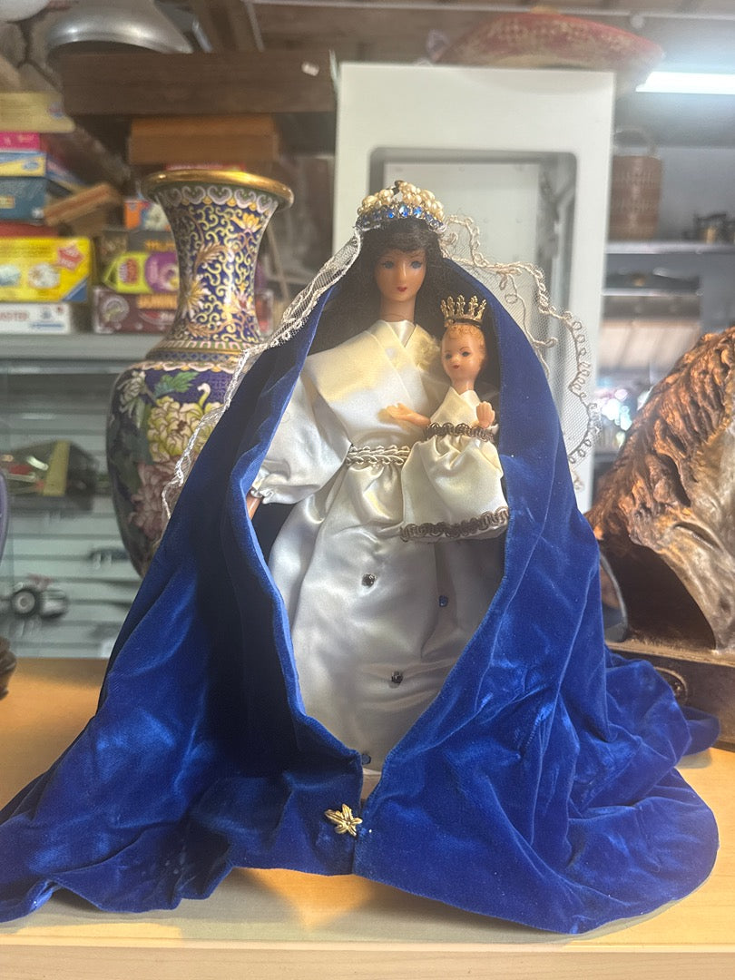 Poupée Vierge Marie en Cire – Vintage – Poupées – Avec Enfant