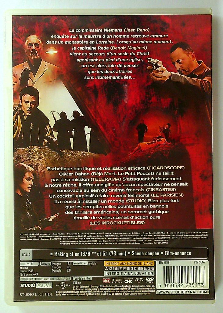 Dvd Les Rivières Pourpres 2 : Les Anges de l'apocalypse