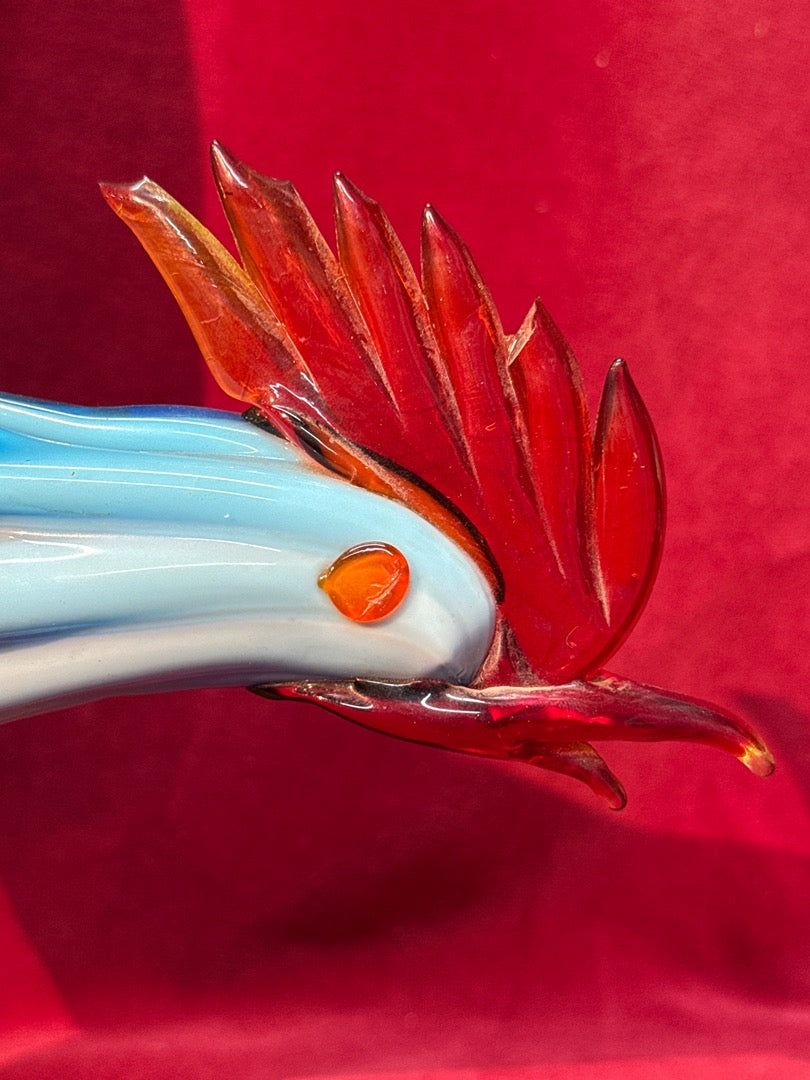 Grande sculpture coq en verre de Murano multicolore