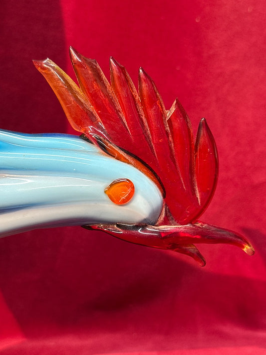 Grande sculpture coq en verre de Murano multicolore