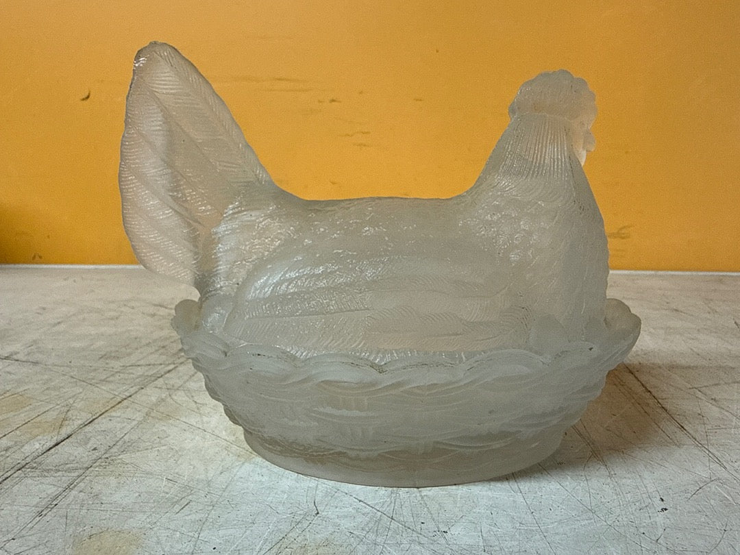 Coquetier – Poule en verre givré