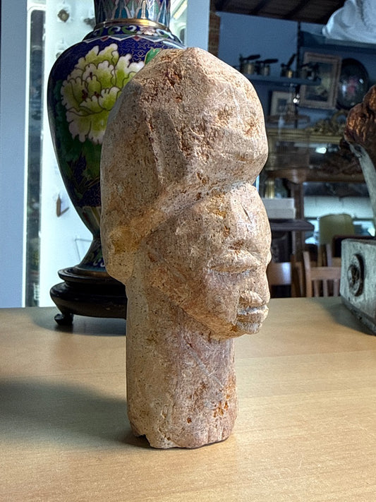Sculpture Tête En Pierre - Art Africain - Déco Vintage