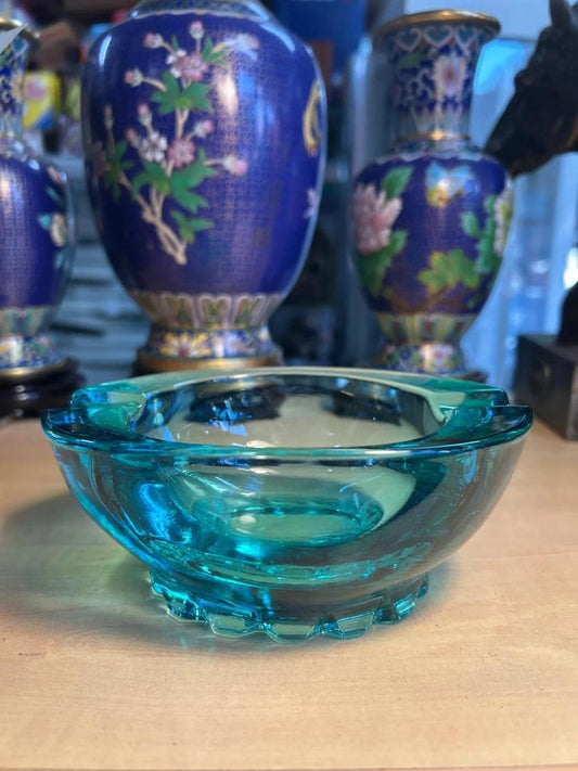 Cendrier en verre d'art Turquoise