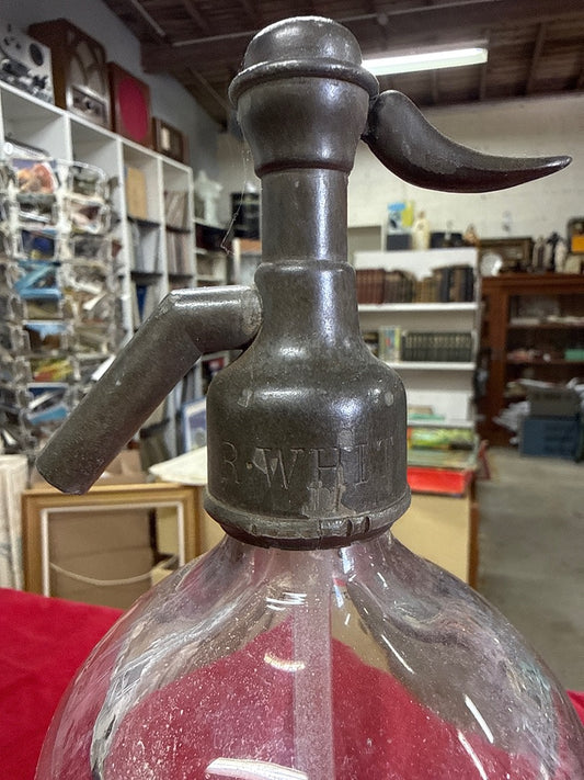 Siphon – R. White's – Ornement – Verre gravé vintage