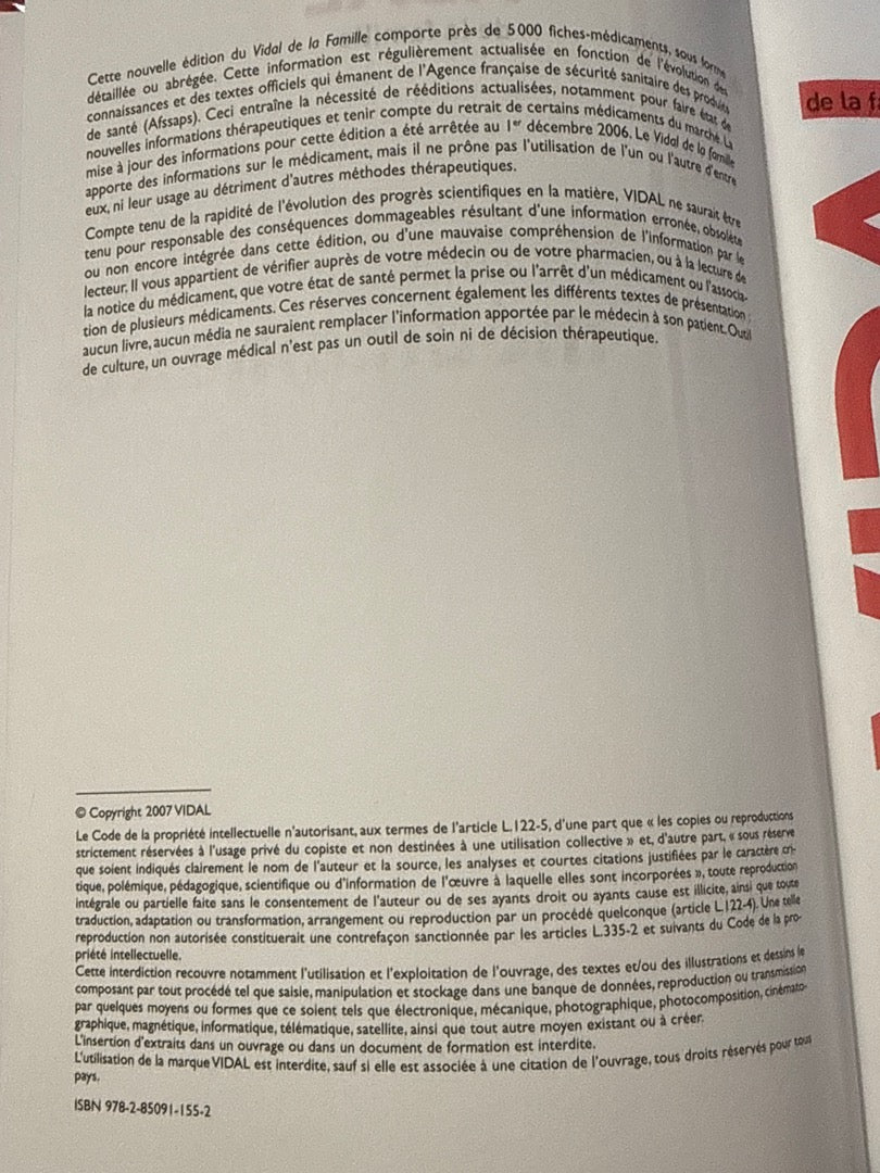 Dictionnaire Vidal De La Famille – Livre – Édition Médicale