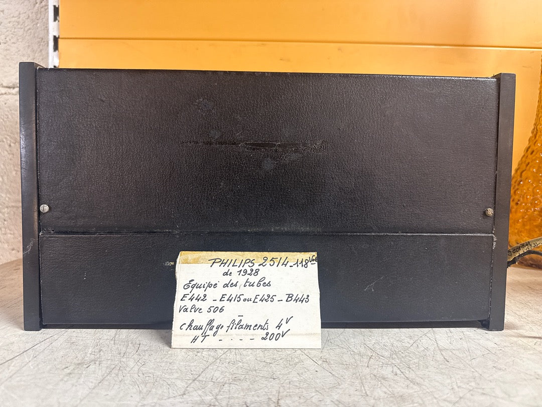 Poste de radio – Philips 2514 – Électronique – Vintage de collection noir 1928