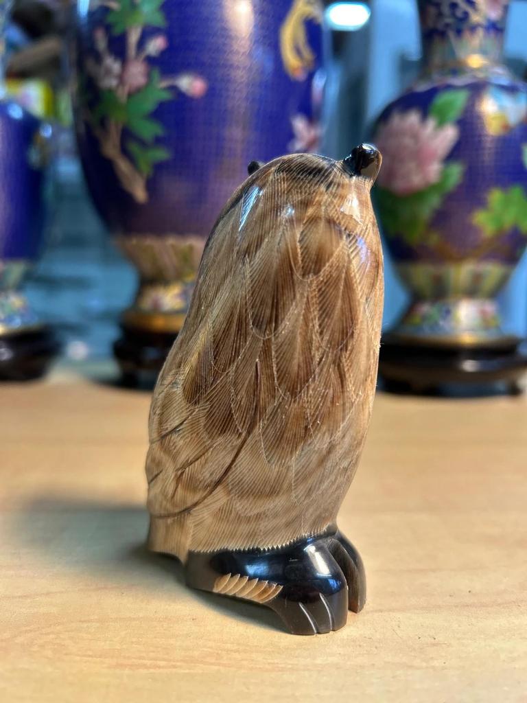 Statuette sculpté Chouette / Hibou en corne