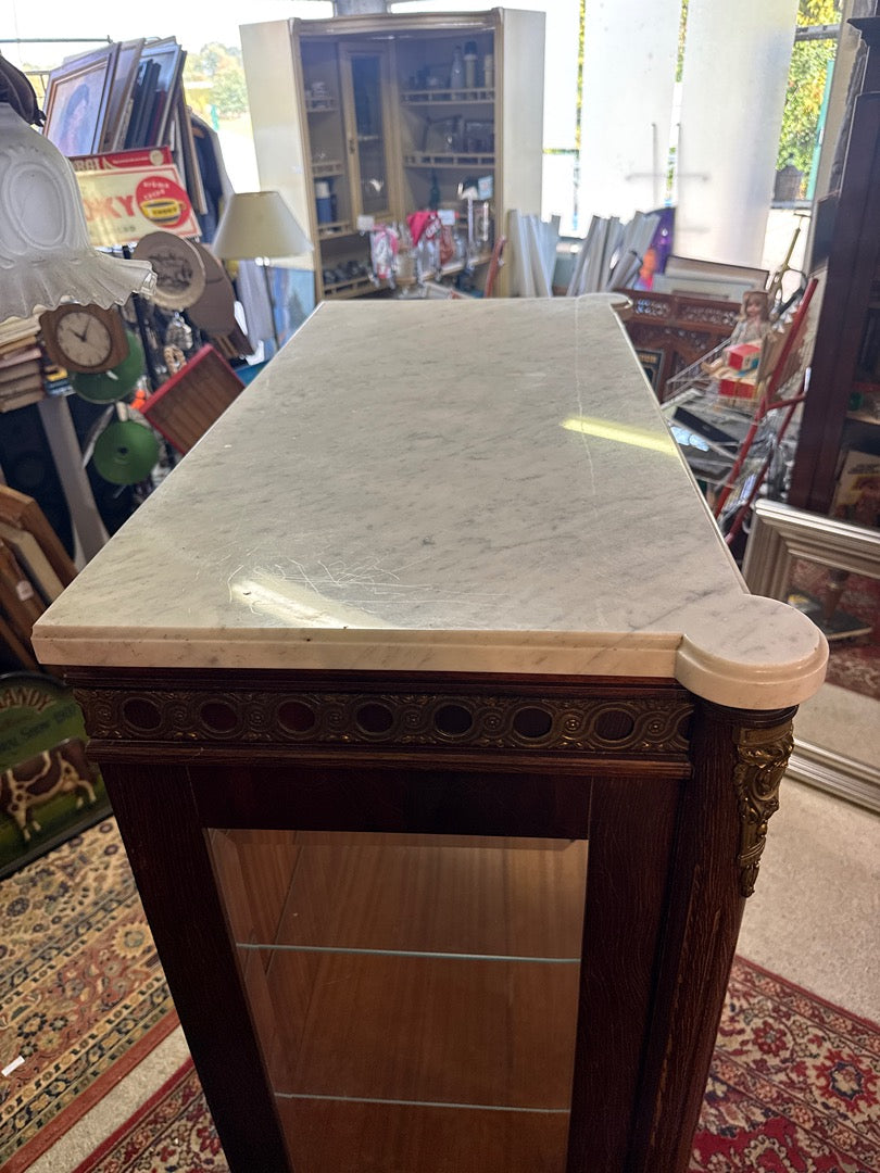 Vitrine ancienne bois marbre – Meuble vintage