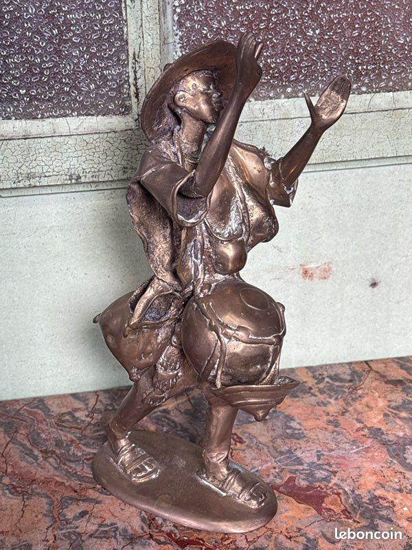 Statuette – Musique – Ornement – Joueur de tambour bronze