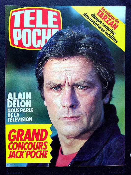 Affiche de Kiosque Plv Promo Magazine Télé Poche Alain Delon Jaune