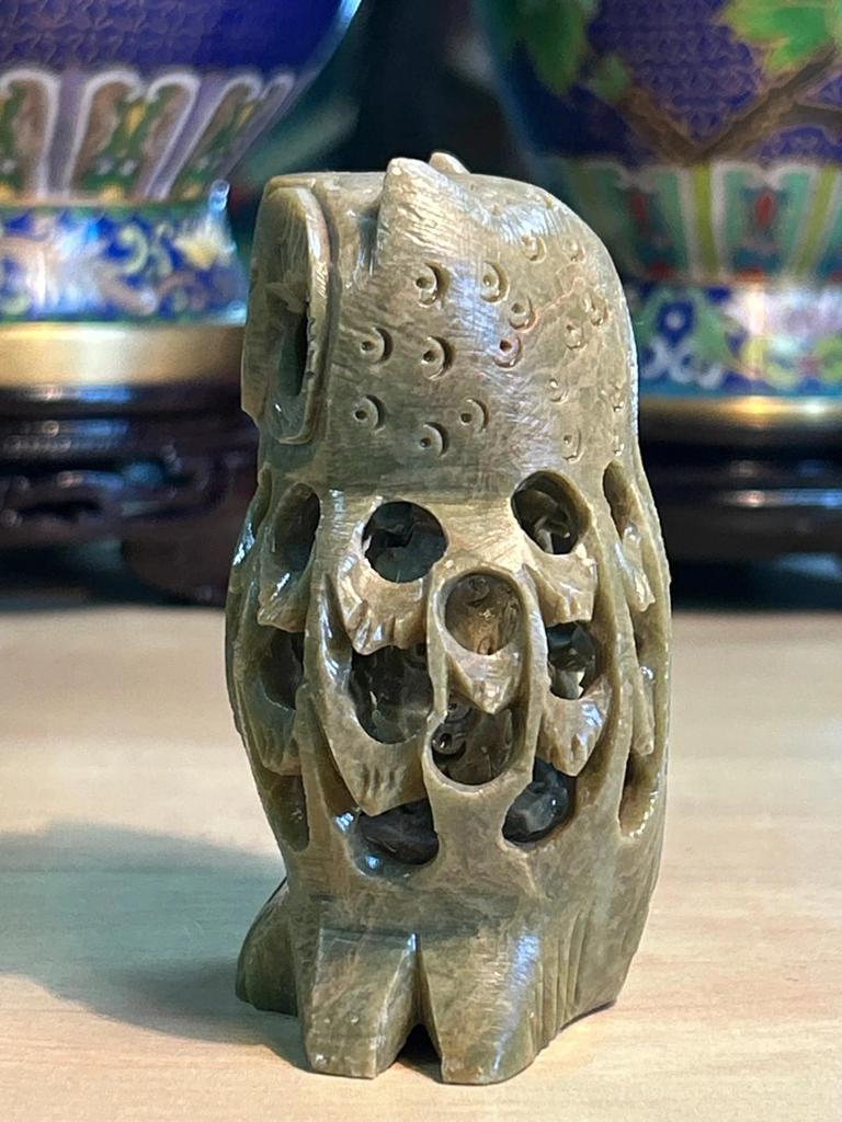 Statuette sculpté Chouette / Hibou en pierre naturel