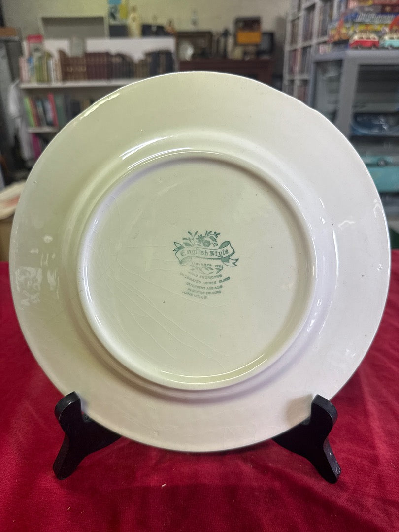 Assiette – Lunéville – Assiettes plates – Faïence bleue décor anglais