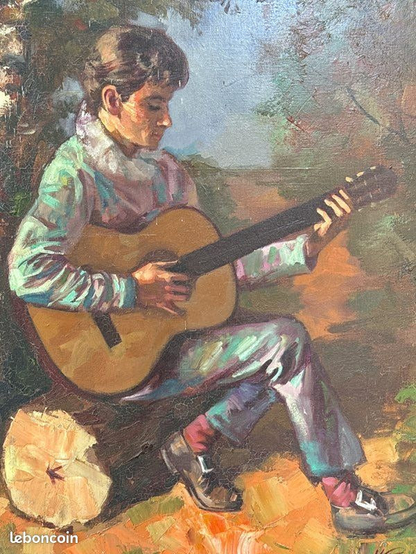 Tableau – M. Robinson – Peinture – Joueur de guitare
