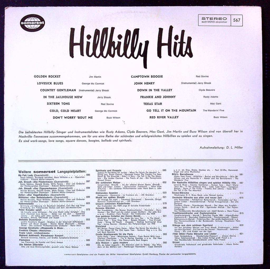 vinyle Somerset Hillbilly Hits aus Amerika Vintage