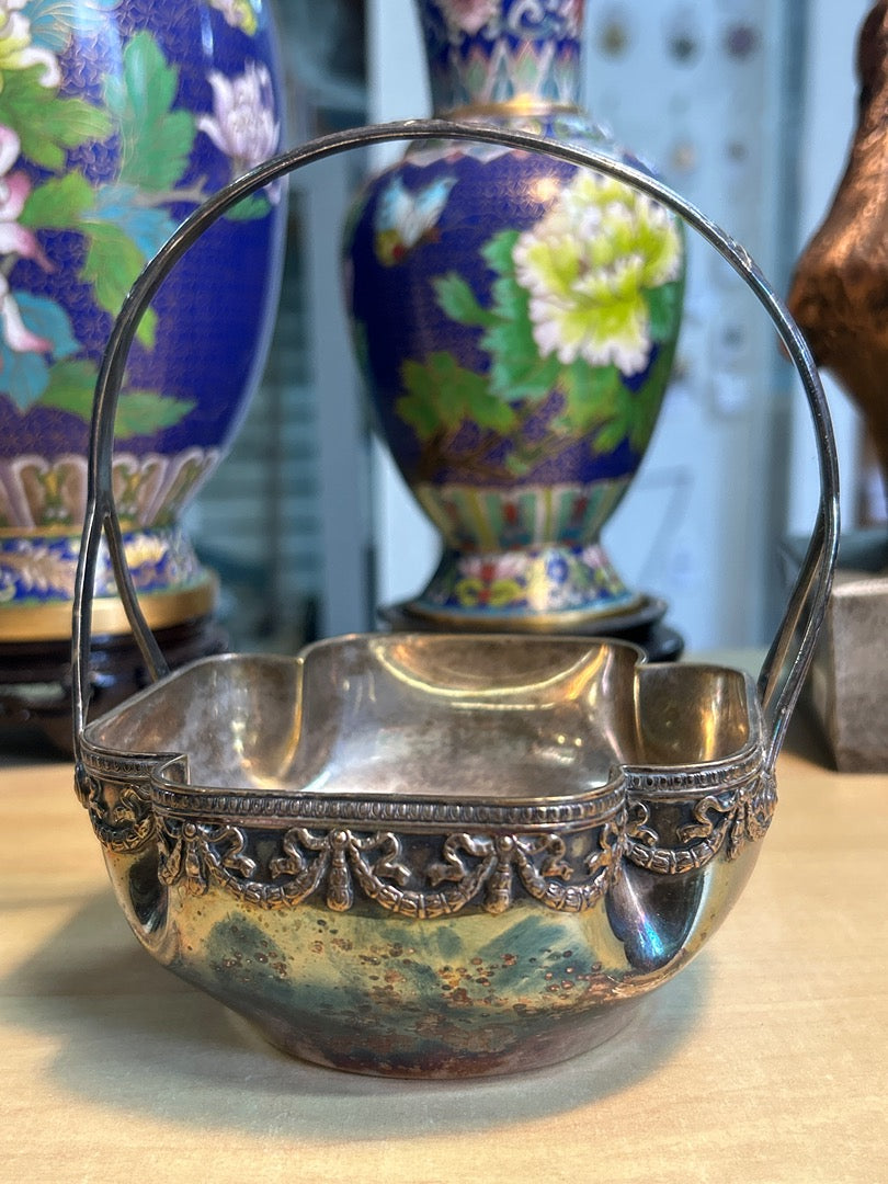 Corbeille – Orfèvrerie – Objets de décoration – Panier argenté ancien