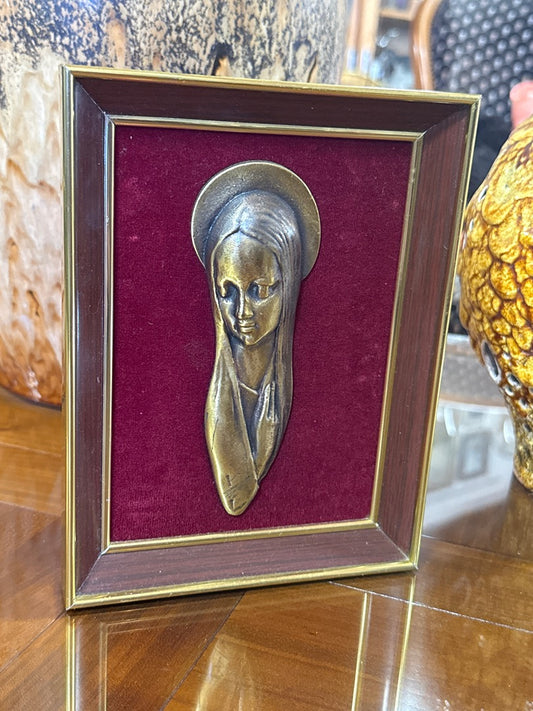 Cadre Vierge Marie – Bronze – Art Religieux – Décoration Vintage