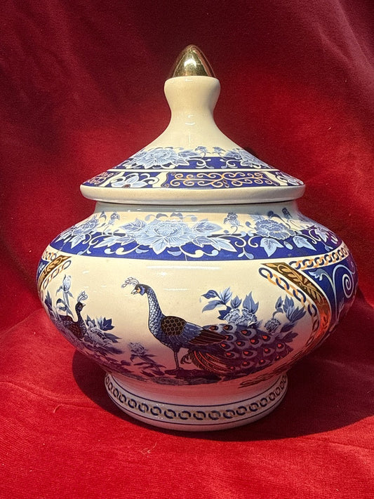 Bonbonnière en porcelaine motifs paons Japodel 120