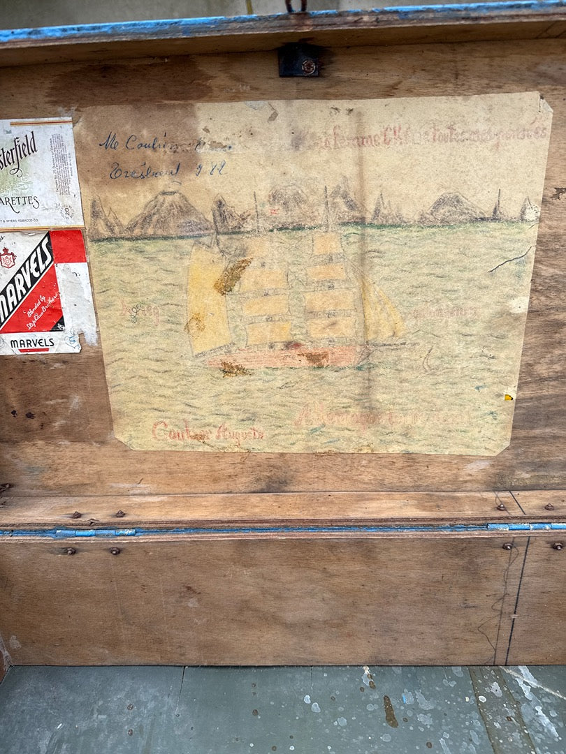 Valise en bois – Coulier Auguste – Bagagerie – Bleue vintage