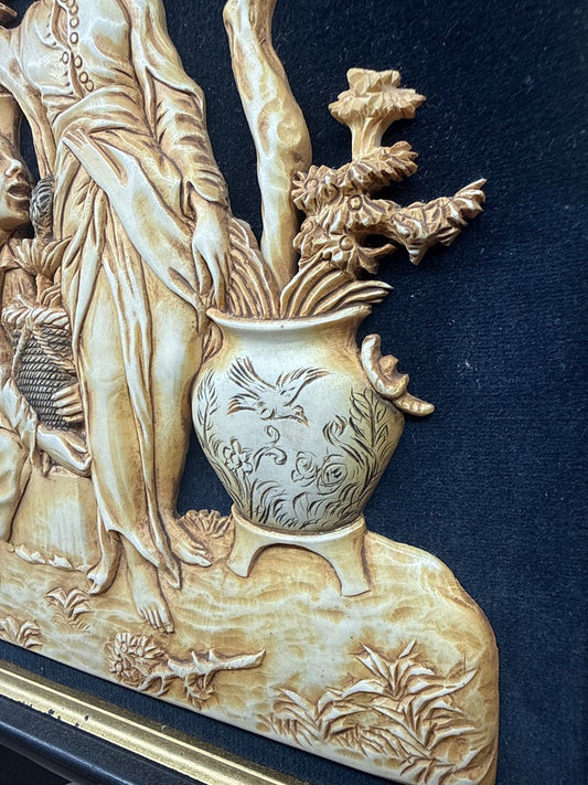 Tableau en relief – François Noé Icoryl – Décoration murale – Scène asiatique vintage
