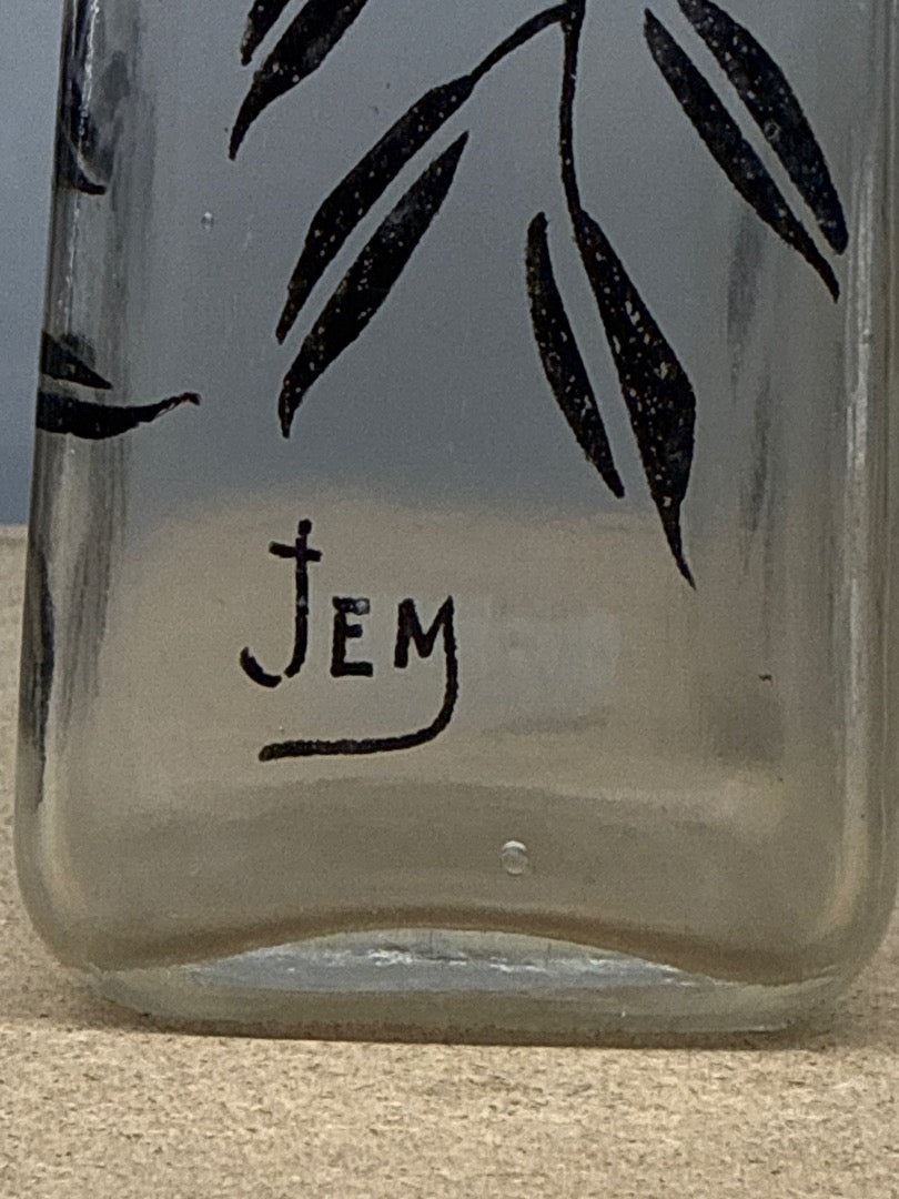 Paire de Vases Soliflores – Jem – Ornements – Verre Peint Fleurs Jaunes