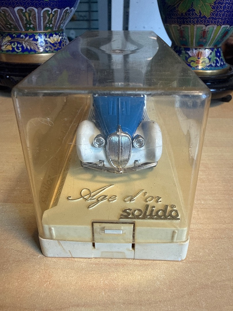 Voiture miniature – Solido Delahaye Cabriolet 4074 – Jouet – Bleue blanche avec boîte
