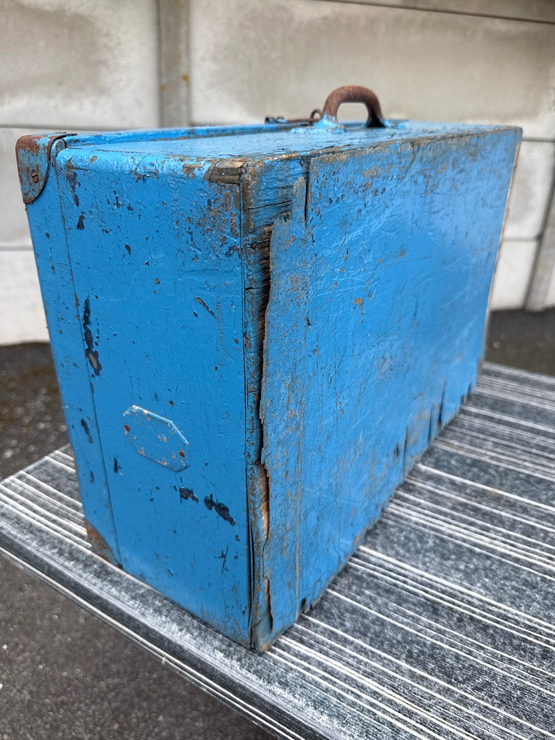 Valise en bois – Coulier Auguste – Bagagerie – Bleue vintage