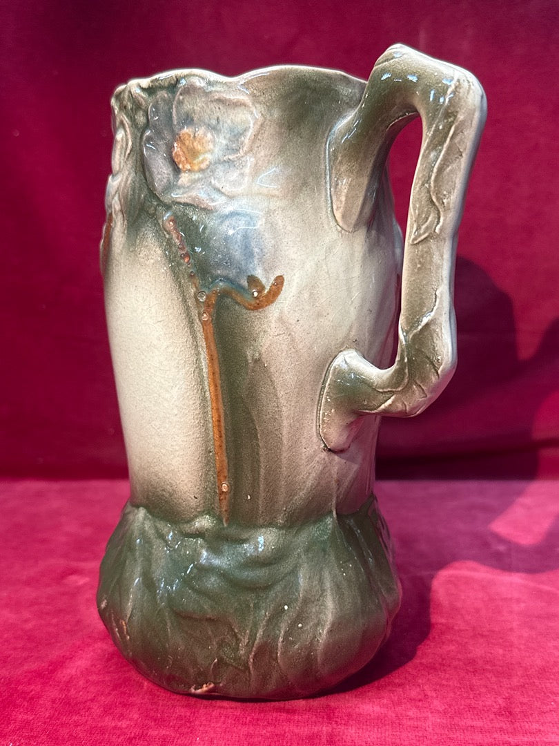Pichet en céramique art nouveau aux fleurs