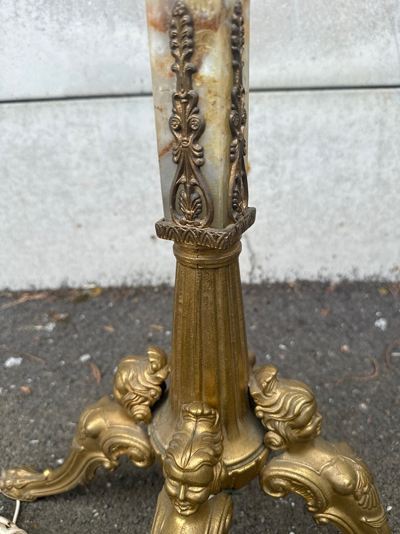 Lampadaire – Vintage – Maison – Doré En Onyx Et Métal