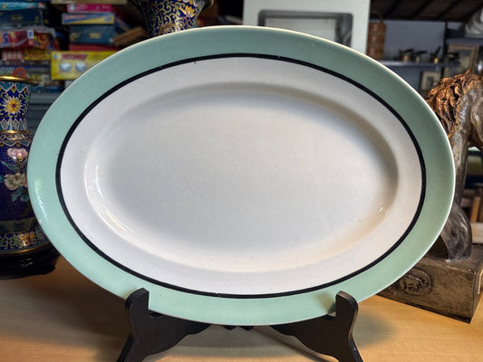 Plat de service – Fb – Vaisselle – Ovale vert liseré noir