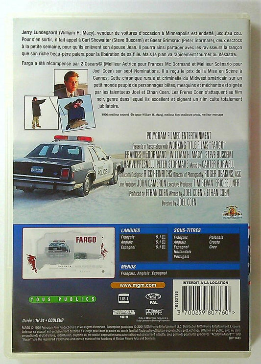 Dvd Fargo - Film des Frères Coen - Édition Mgm