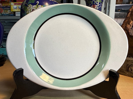 Plat ovale – Badonviller – Plat de service – Céramique crème vert noir