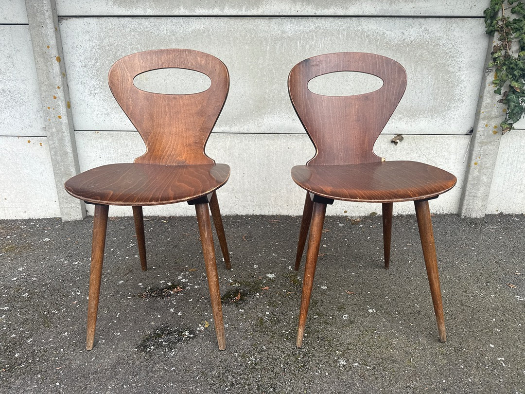 Paire de chaises – Style Baumann Fourmi – Bois vintage bistrot