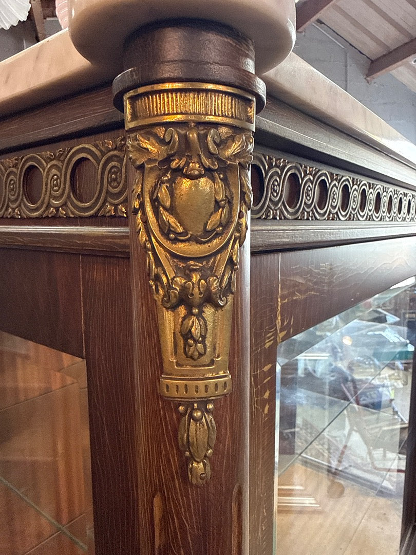 Vitrine ancienne bois marbre – Meuble vintage