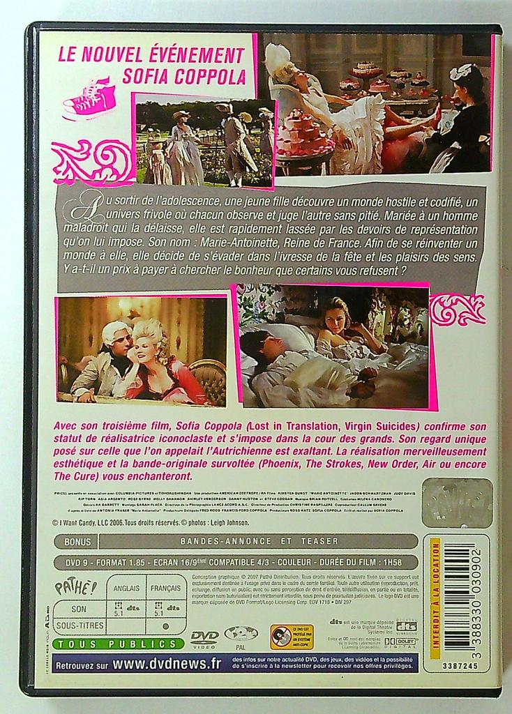 Dvd Marie Antoinette Sofia Coppola Kirsten Dunst Pathé