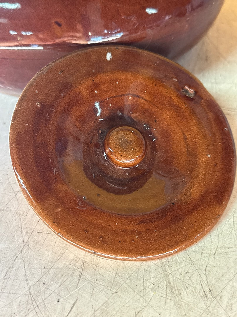 Cocotte vintage en terre cuite – Marron vernissé